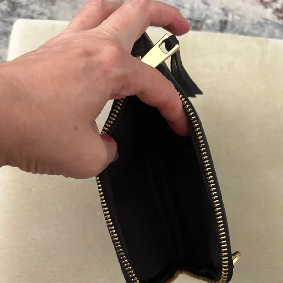 Bandolier Black Leather Phone Pouch with Gold Accents